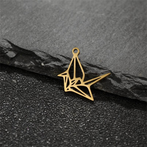 5 pcs/lot bricolage balancent breloques <span class=keywords><strong>Origami</strong></span> papier grues en acier inoxydable pendentif bricolage pour bijoux faits à la main en gros bibelot décoration - Product Image 1