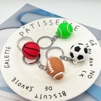 Porte-clés en gros en forme de ballon de sport 3D miniature en silicone PVC (football, basketball, tennis)