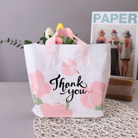 Sac fourre-tout réutilisable imprimé rose/blanc/noir personnalisé poignée découpée sacs à provisions en plastique Logos pour emballage de boutique merci