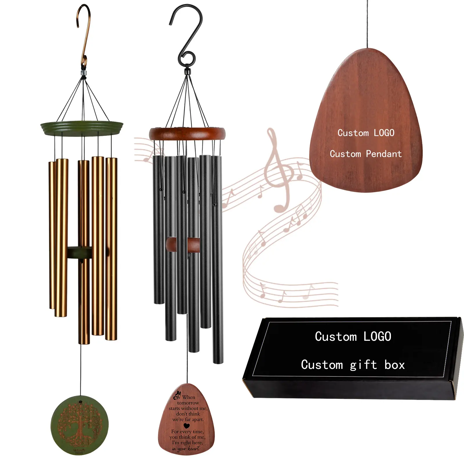 Custom Aluminum Sympathy Wind chimes Mom Gifts Decorative Outdoor 26/28/32 Inch Memorial Wind Chime for loss of loved one