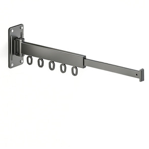Séchoir à linge mural télescopique pliable en acier carbone, type push-pull, pour usage intérieur - Product Image 5