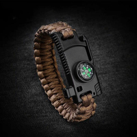 Bracelet de survie en paracorde tressé robuste pour camping et randonnée, 550 lb, avec couteau, allume-feu, boussole et sifflet