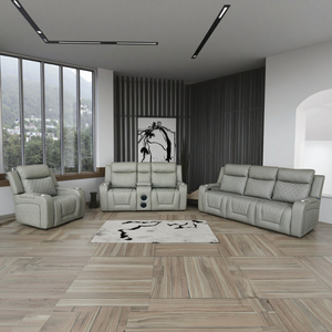 Electric <b>Recliner</b> Sofa Set Three Seat Faux <b>Leather</b> Wood Frame Power Reclining Revolving with LED Lights Modern Design - Product Image 4