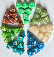 Dés en plastique transparents personnalisés en acrylique, lot de 7 polyédriques à 20 faces pour TRPG, DND, D&D, couleurs nacrées et étoilées, en vrac