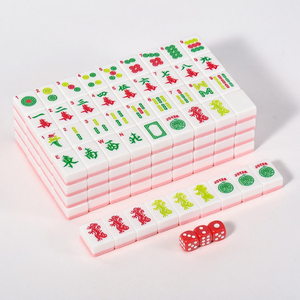 Wholesesle 166 Mahjong Set Gạch Tùy Chỉnh Hai Tone Hồng <span class=keywords><strong>Mini</strong></span> Mỹ Acrylic Mahjong Gạch Set Cho Sòng Bạc Cờ Bạc Trò Chơi - Product Image 1