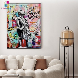 UNIART <span class=keywords><strong>Banksy</strong></span> Love Forever Toile Art Affiche Et Mur Art Photo Imprimer Moderne Chambre Décor Affiches <span class=keywords><strong>Banksy</strong></span> Graffiti Art - Product Image 1