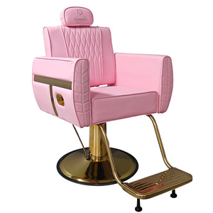 Sillón de Barbería Profesional con Base Dorada, Altura Ajustable y Tapizado en Cuero Sintético de Luxmars - Product Image 3