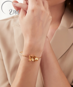 VM JEWELRY Bracelet jonc fin de luxe minimaliste en or 18 carats/argent 925 avec perle d'eau de mer 9,0 mm, certifié NGTC, unisexe - Product Image 3