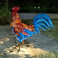 Statue de poulet solaire Oniya avec lumière LED, sculpture de coq d'extérieur, art de jardin, ornement de pelouse de ferme, décoration de jardin