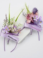 Corsage de fleurs artificielles détachables en plastique, Tulipe et Calla violettes, pour la photographie de mariage, les expositions professionnelles et le marché européen, vente en gros