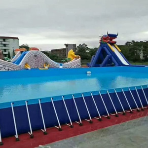 สระว่ายน้ำเป่าลมกลางแจ้งทรงสี่เหลี่ยมผืนผ้า อุปกรณ์สวนน้ำ PVC ขนาดใหญ่ สระฝึกซ้อม ไม่ใช้แบตเตอรี่ เป็นมิตรกับสิ่งแวดล้อม - Product Image 1