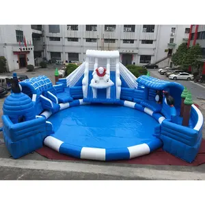 HOT new design funny adult and children size giant inflatable water slide with pool