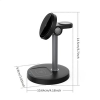 Chargeur sans fil rapide multifonction 3 en 1, support de chargeur sans fil magnétique réglable 15W pour bureau