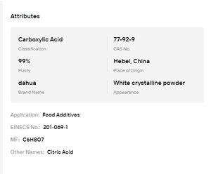 Food Industrial Grade Citric Acid Monohydrate White Crystals for Bakery <b>Confectionery</b> PH Adjustment Use - Product Image 6