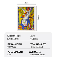 Pantalla Digital Inalámbrica a Color de Tinta Electrónica de 13.3 Pulgadas para Interiores, Opción OEM, CMS Basado en la Nube, Conectividad IoT, IP65, para Centros Comerciales