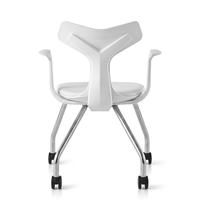 Chaise de bureau moderne GS-1830B pivotante avec siège réglable en hauteur, accoudoirs en PP, base en métal, pieds en fer, roulettes, mobilier commercial
