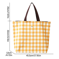 Sac fourre-tout pliable Royal Fair en polyester Oxford 600D, grand sac à bandoulière à carreaux multicolores pour supermarché