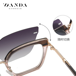 ZANDA <b>Magnetic</b> <b>Clip</b> <b>On</b> <b>Sunglasses</b> For Women Rectangle Polarized UV400 Anti Glare Prescriptive Eyewear CG3201 - Product Image 3
