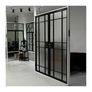Panel de puertas francesas de metal negro del fabricante de China, taller de puerta de acero Exterior abierto con kit de Hardware, partición Interior - Product Image 2