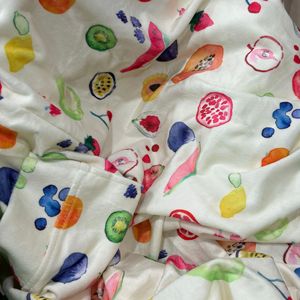 INS Fruit Gedrukt Polyester Fluweel Dames Nachtjapon Herfst Winter Verdikte Lange Trekkoord V-hals Badjas Lange mouwen Thuis - Product Image 4