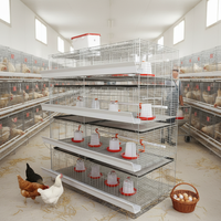 Nouvelle cage à poulets automatique en acier galvanisé de type H Linchuan Hebei, 3 à 8 niveaux, 80 kg, facile à nettoyer, durée de vie de 15 à 20 ans