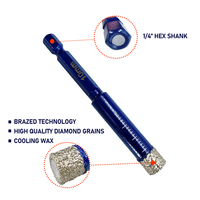 Broca de diamante de 6 mm de cambio rápido para perforación en seco, con vástago hexagonal y soldadura al vacío, para azulejos de porcelana y cerámica