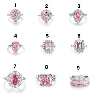 Anillo de Compromiso y Boda de Plata de Ley S925 con Circonita Cúbica Rosa Corte Radiante, Chapado en Oro de 18K y Rodio - Product Image 2