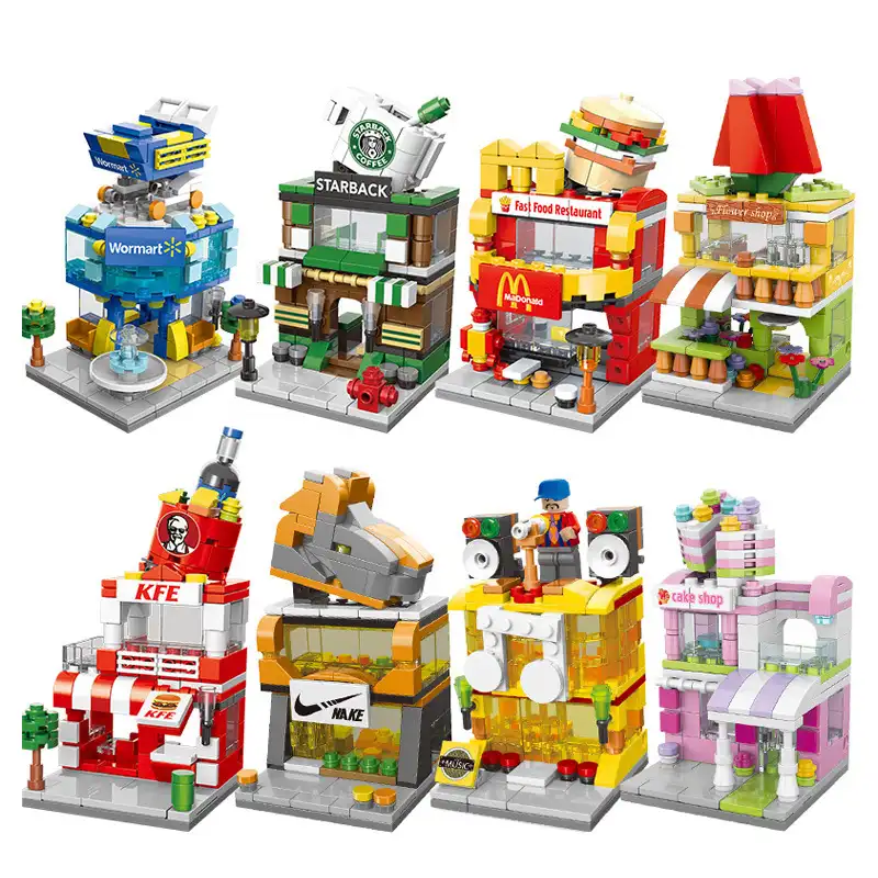 Lele — jouet en blocs de construction, 8 styles, style d'architecture, bricolage, mini rue, petites particules,