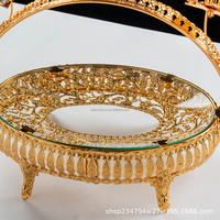 Plateau à gâteaux et à en-cas en métal et verre de style arabe de luxe, avec placage or, décoration Ramadan, récipient de stockage alimentaire
