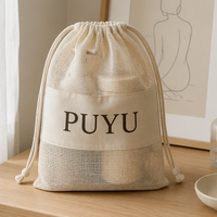 Sac en filet de coton écologique avec cordon de serrage, pochette d'emballage pour savon, sac cosmétique en coton biologique naturel pour produits