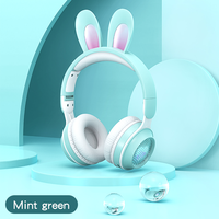 Audífonos con Orejas de Gato y Luz Intermitente, Auriculares Inalámbricos LED para Niños, Audífonos Supraaurales con Música y Efectos de Luz Coloridos