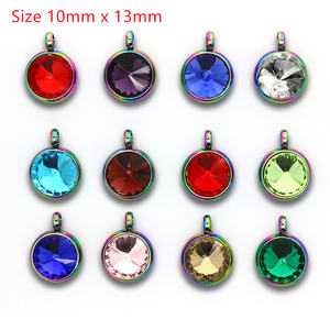 8X11Mm 10X13Mm Kristal Batu Kelahiran Pesona Berlian Imitasi + Baja Nirkarat Pesona Warna Perak Membuat Perhiasan Diy Aksesoris - Product Image 6