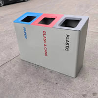 Poubelle de recyclage intérieure à 3 compartiments avec couvercle à fermeture douce silencieuse, en métal thermolaqué