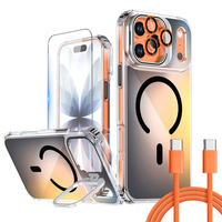 4 in 1 Combo Gradient Magnetic Protective Case HD Screen Film Integral Lens Cover Type C Cable Kit untuk iPhone 18 Pro Max