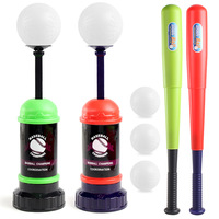 Ensemble de machine à lancer de baseball réglable pour enfants, pour entraînement individuel au frappeur avec batte, 3 balles, sac de rangement, pratique en extérieur