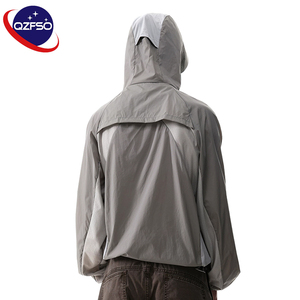 QZFSO Custom Streetwear Lightweight Mesh <b>Zip</b> <b>up</b> Windbreaker Breathable Quick-dry Polyester Sun Protection <b>Jacket</b> With Hood - Product Image 4