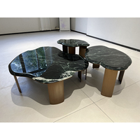 Tables basses modernes rondes en marbre avec cadre en acier inoxydable métal Table centrale personnalisée de luxe pour meubles de salon
