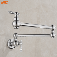 Robinet de cuisine mural vintage en laiton massif, à double articulation et bras pivotant, pour eau froide, idéal pour la vente en gros