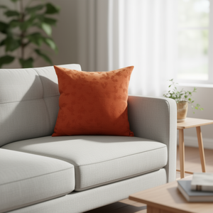 เบาะรองนั่งและหมอนอิงผ้าคอร์ดูรอยสีส้มลายปานามา ขนาด 50*50 - Product Image 2