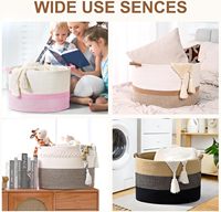 Panier de rangement rectangulaire tressé 86L avec poignées, en corde de coton écologique, design moderne – Utilisation polyvalente pour le rangement des jouets de bébé et de la chambre d'enfant