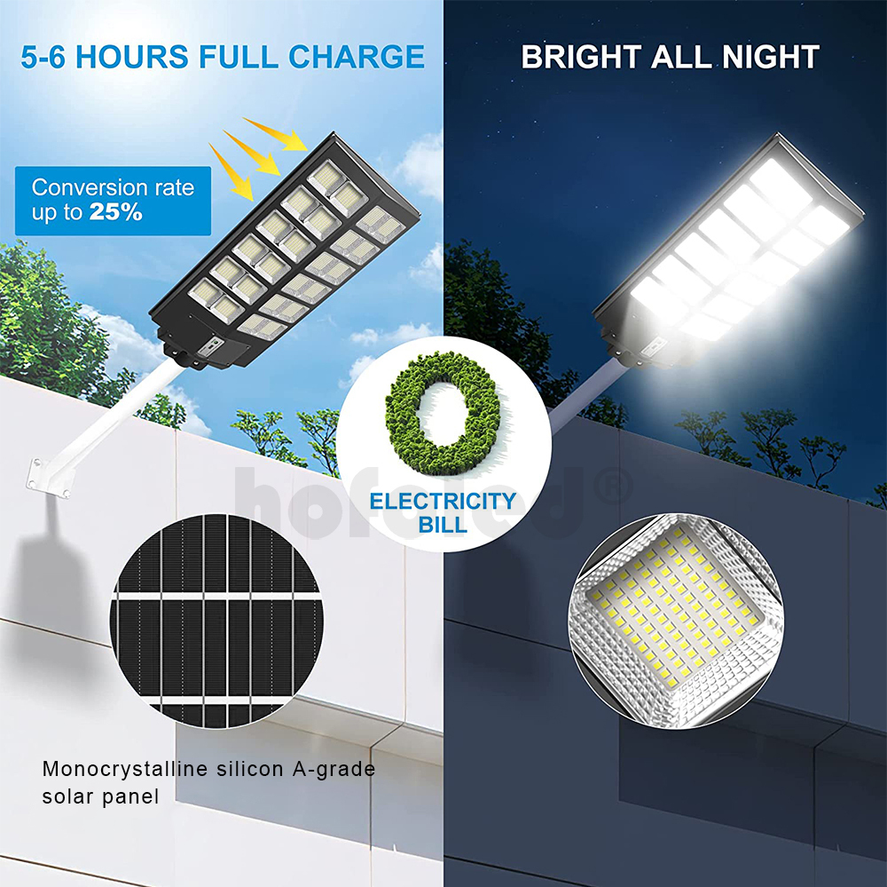 HOFOLED Aluminum Outdoor Solar Street Lamp With Remote Control Waterproof Garden 2000W 600W 800W 1000W Solar Street Light · image 2
