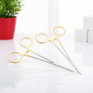 Pinzas Hemostáticas con Mango Dorado, Pinzas Mosquito, Instrumentos Quirúrgicos para Desbridamiento y Sutura, Pinzas Vasculares de 12.5 cm - Product Image 6