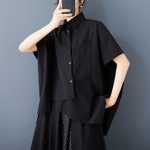 2026 Yeni Deconstructed Asimetrik Pamuk Karışımlı Gömlek Yamamoto Tarzı Japon Minimalist Toptan Gevşek Bol Kesim Bluz - Product Image 1