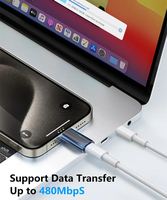 Carga Rápida y Transferencia de Datos, Nuevo Adaptador de Cable Tipo C a Lightning de 480 Mbps para Teléfono Serie 15, Salida CC para Tableta