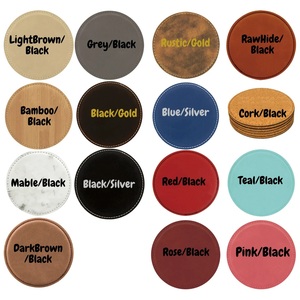 Glowforge-posavasos redondo de <span class=keywords><strong>polipiel</strong></span>, suministros láser CO2, regalo personalizado para papá, 4" - Product Image 1