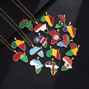 Europa e América Aço inoxidável África Mapa Colar com banhado a ouro Pingente <span class=keywords><strong>Link</strong></span> <span class=keywords><strong>Chain</strong></span> Apresentando Nigéria Gana Somália - Product Image 3