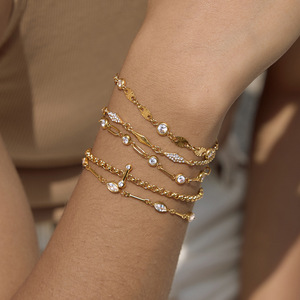 Stainless Steel Stackable Gold Bracelet Set for Women Anti‑Fade Women Fashion Jewelry Daily Gift - Product Image 1