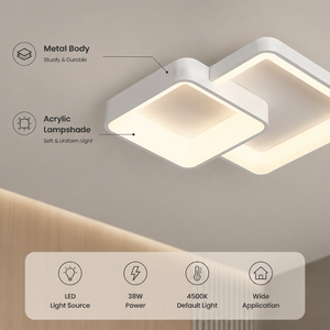 Modern Square Led <b>Ceiling</b> <b>Light</b> Acrylic Iron High Cri <b>Remote</b> <b>Control</b> Dimmable Tri Color For Bedroom Living Room - Product Image 4