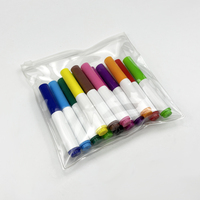 Venta caliente 12 colores Mini juego de bolígrafos de acuarela marcador de marca de agua lavable niños DIY dibujo escolar certificado MSDS embalaje Suelto