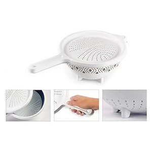 Passoire en plastique (23 cm) avec couvercle, pliable, passe au lave-vaisselle, couleur Turtledove, TOSCA Tortora 55750 - Product Image 1
